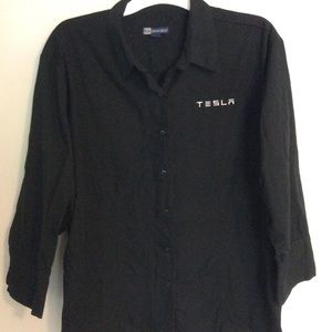 Tesla black button down dress button down